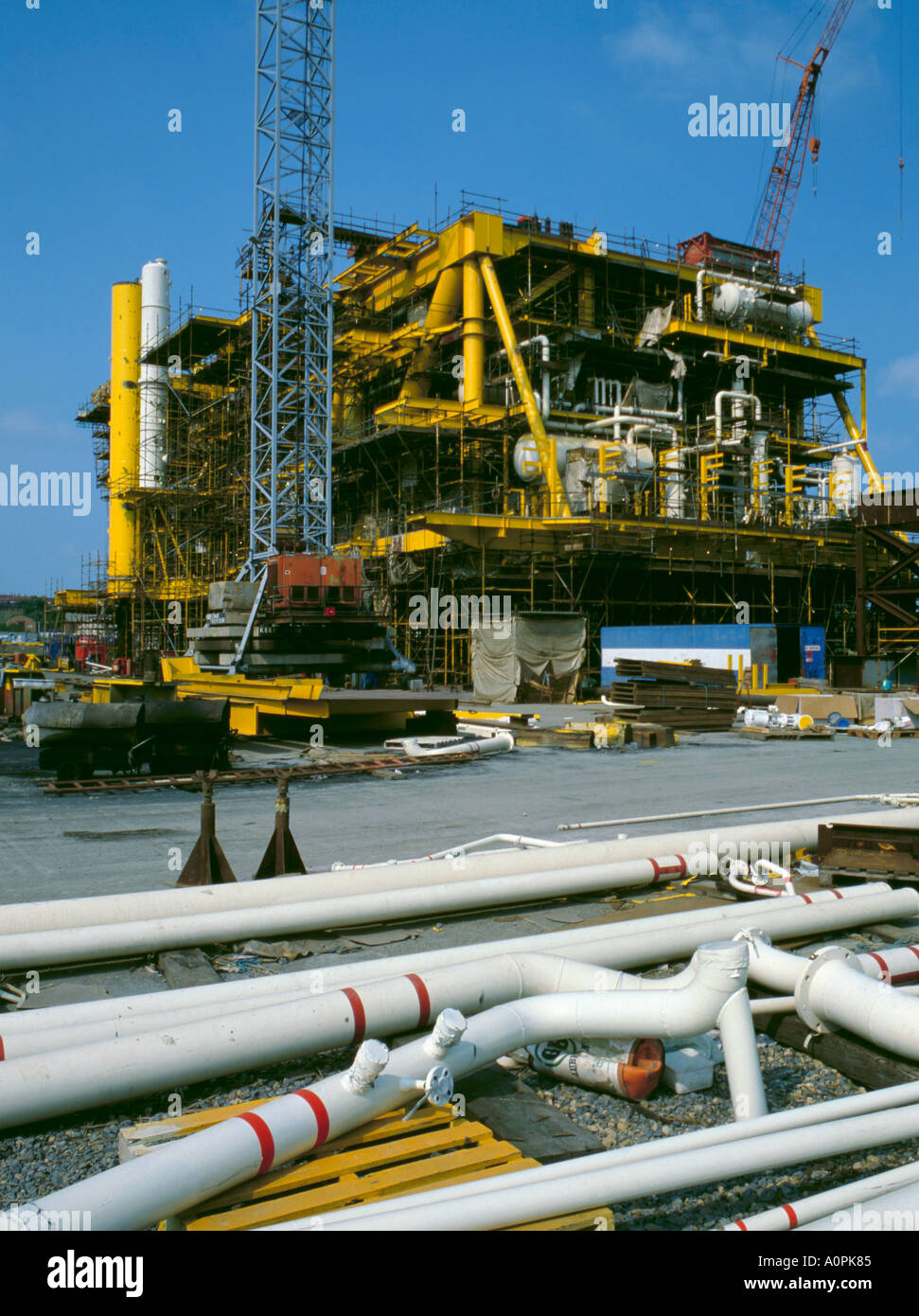 North Sea oil rig construction, Wallsend, Tyneside, Tyne and Wear, England, UK. Stock Photo