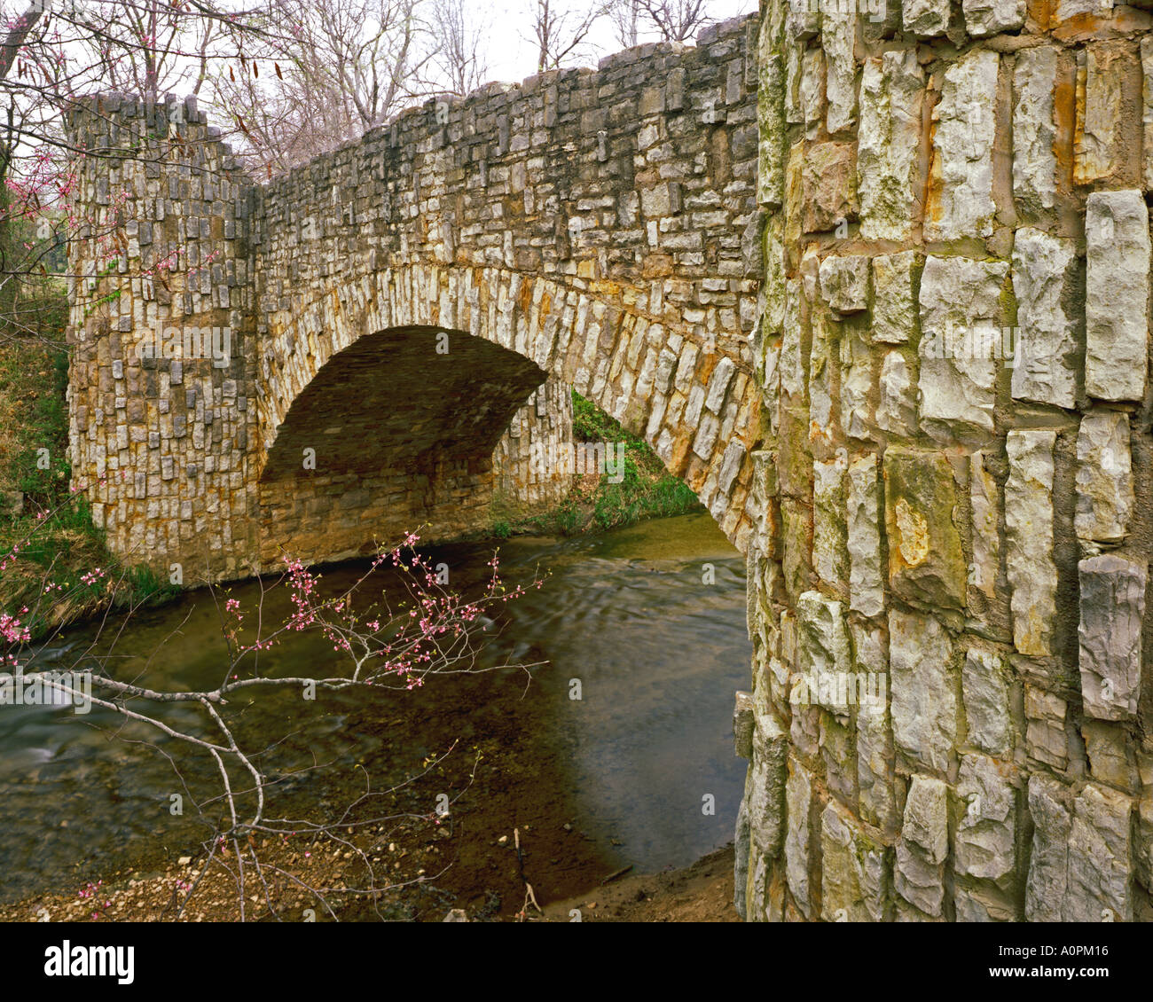 Stone Bridge at Travertine Nature Center Chickasaw National Stock Photo