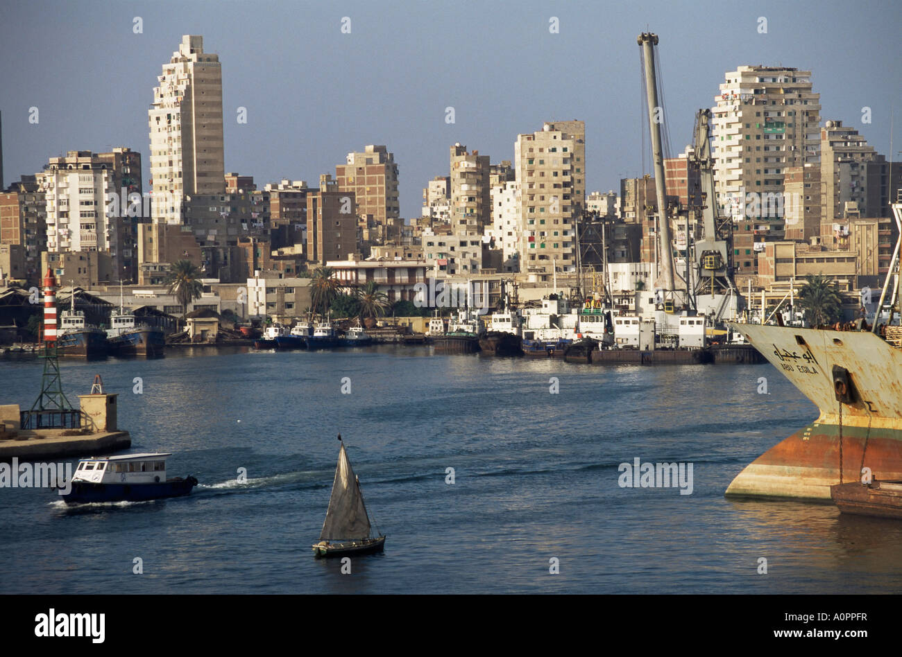 The port Alexandria Egypt North Africa Africa Stock Photo