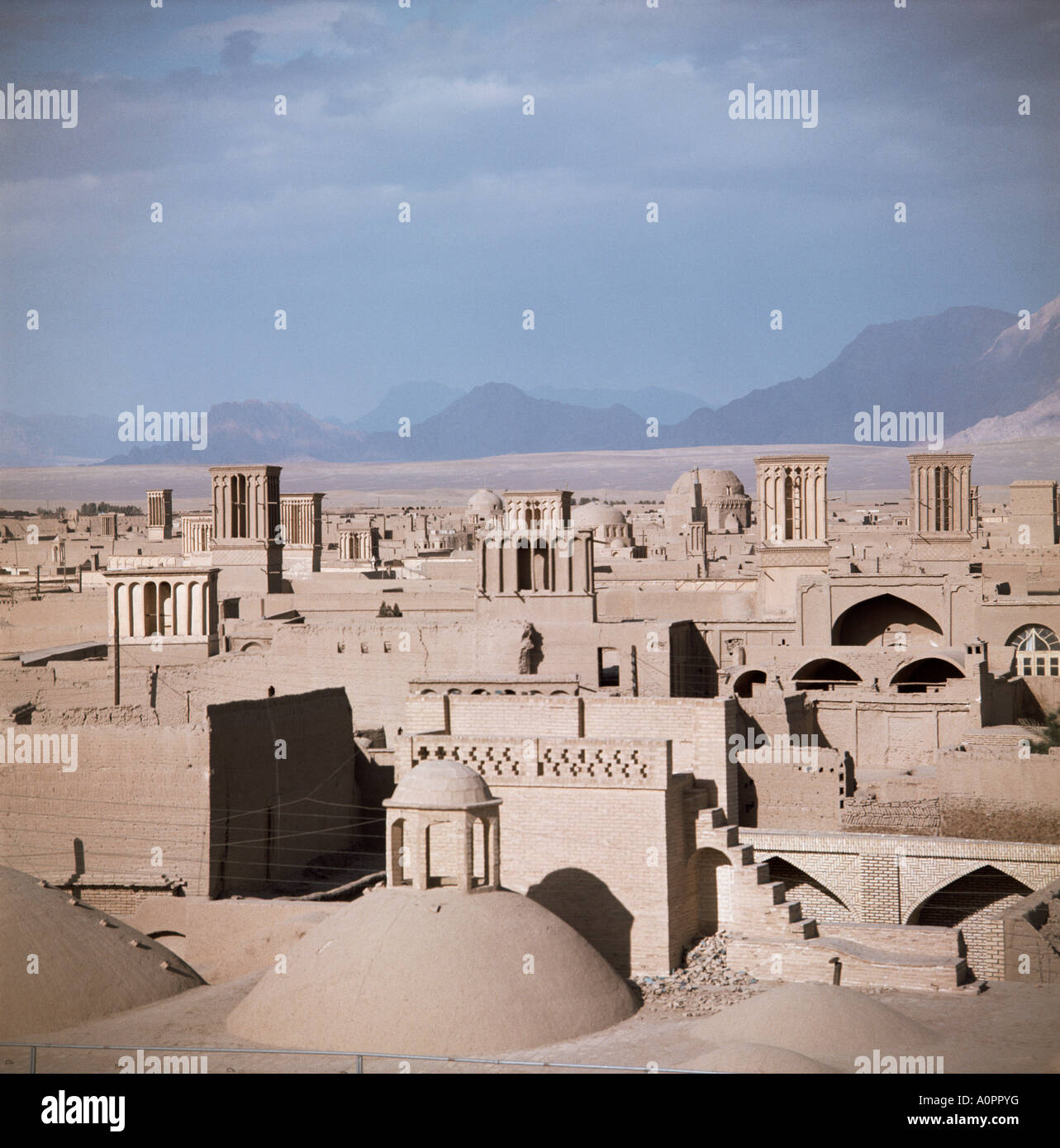 Rooftops and wind towers Yazd Iran Middle East Stock Photo - Alamy