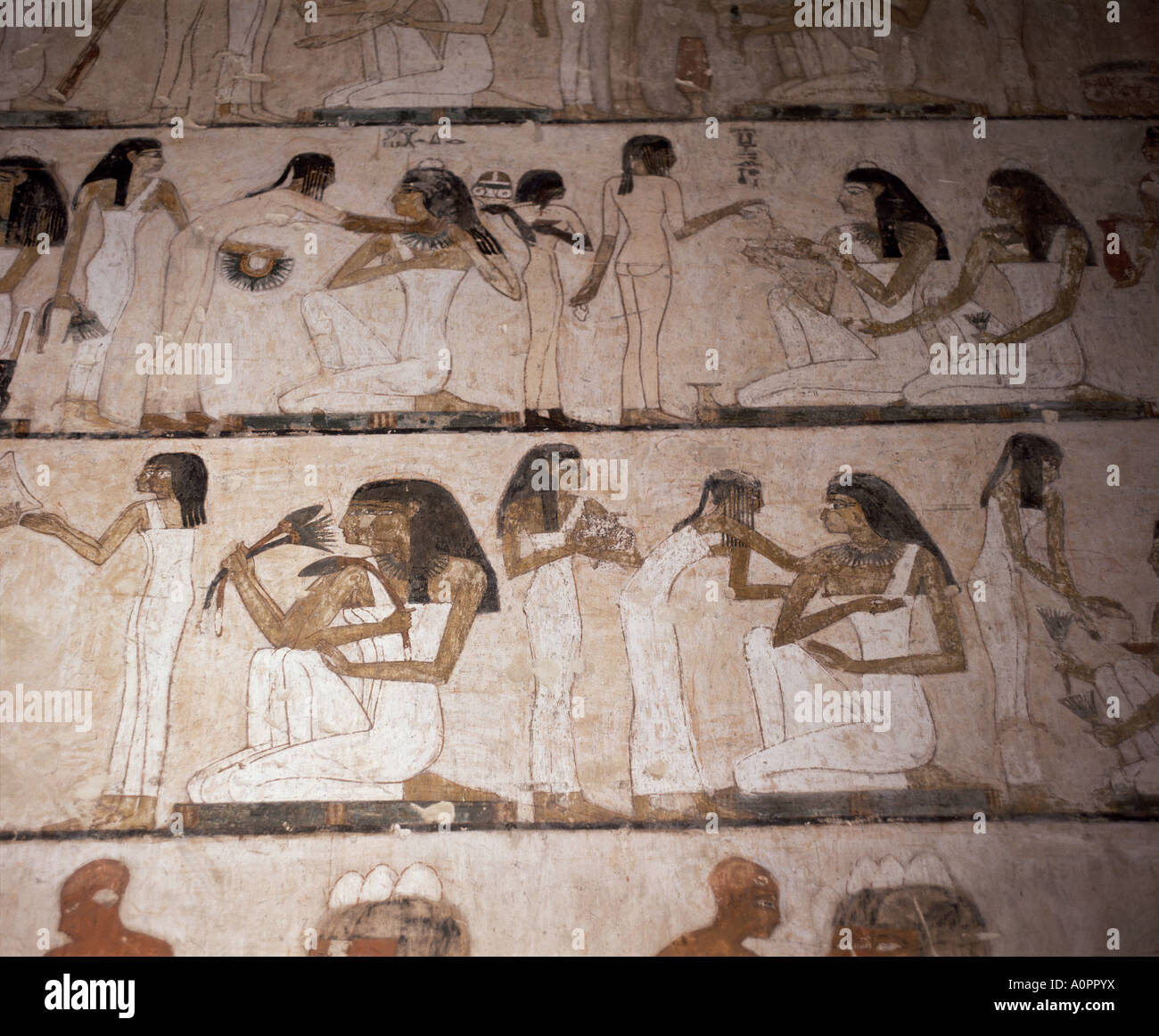 Wall paintings tomb of Rehunire Valley of the Nobles Thebes UNESCO World Heritage Site Egypt North Africa Africa Stock Photo
