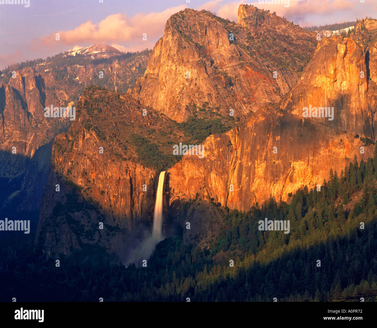 Bridalveil Falls Yosemite Valley from Inspiration Point Yosemite National Park California Stock Photo