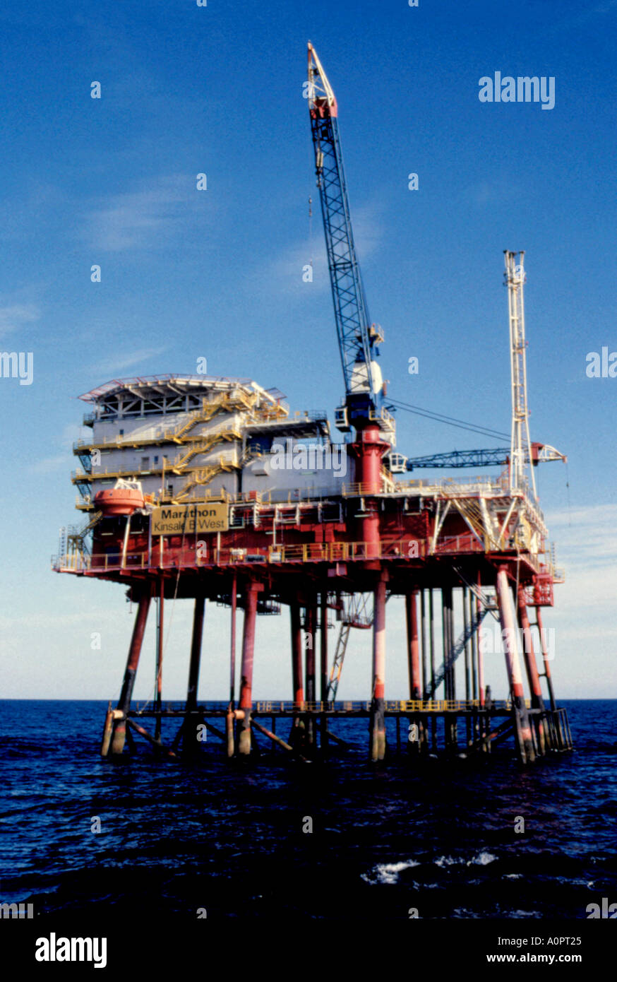 Marathon Kinsale B West gas platform off the coast of southern Eire (Ireland). Stock Photo