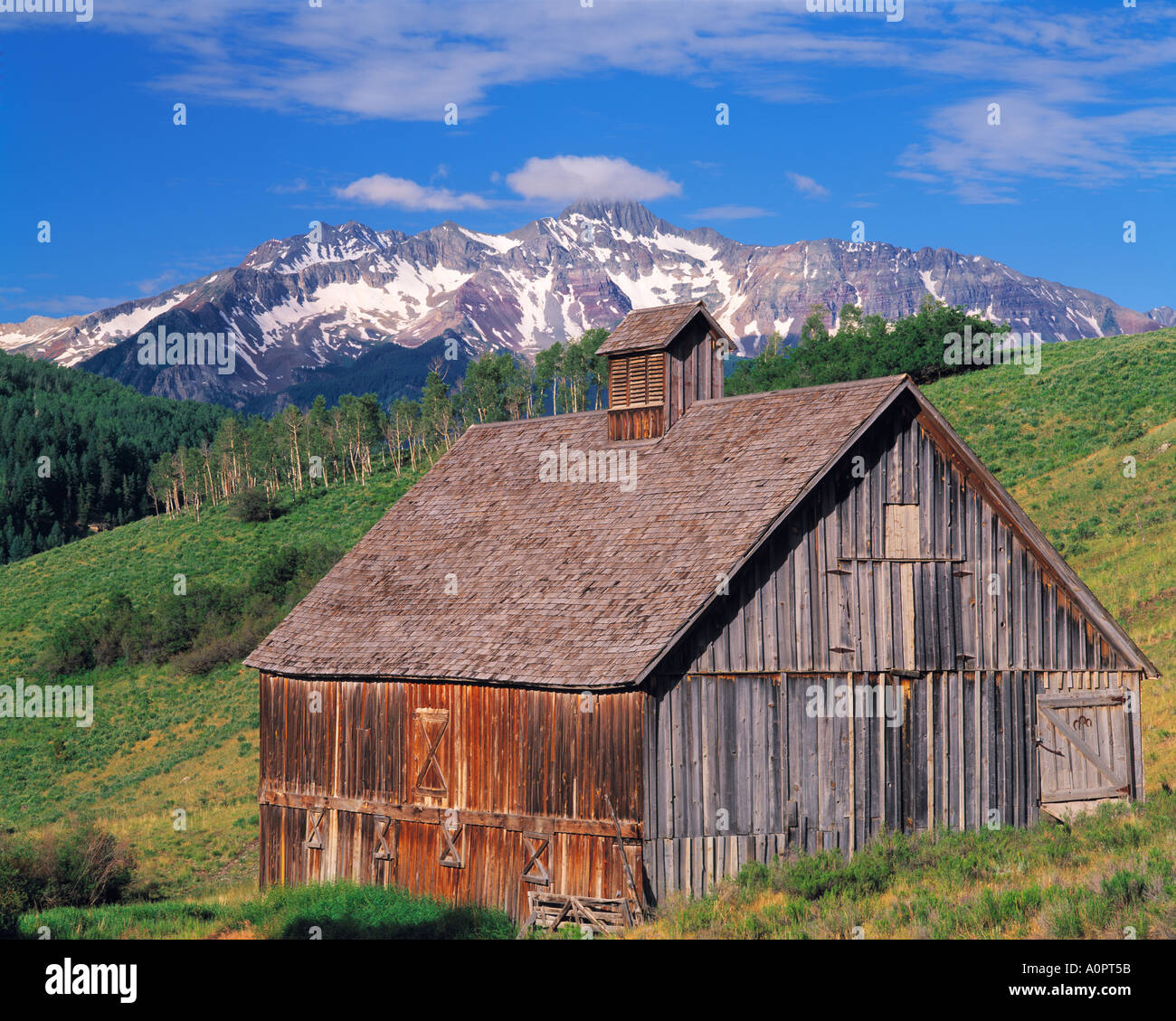 Old barn at Telluride Tourist ghost town of Telluride Colorado Stock Photo