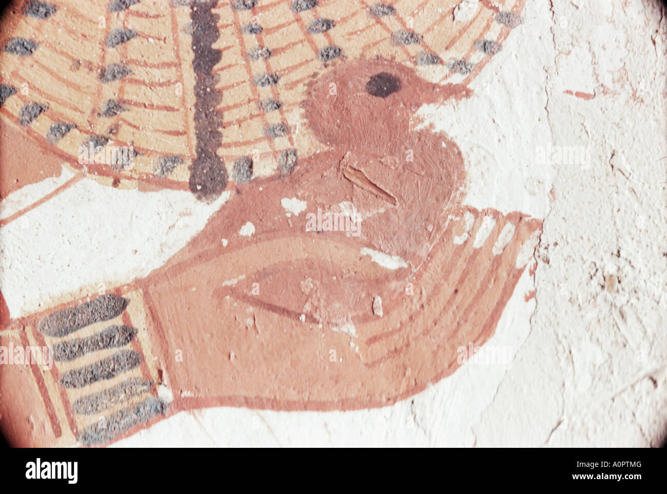 Wall painting of bird in hand in the tomb of Nakht Minister of Agriculture in the reign of Tutmosis IV Valley of the Nobles Stock Photo