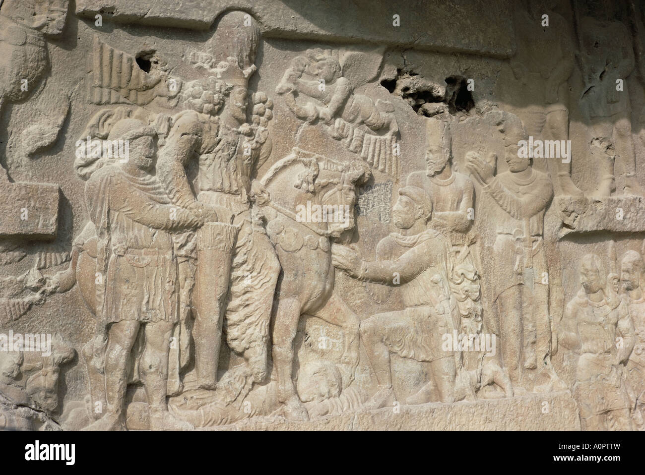 Sassanian reliefs Bishapur Iran Middle East Stock Photo