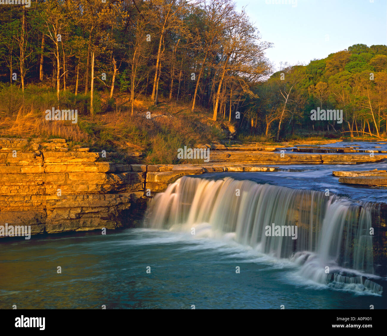 Sunset at Cataract Falls Cataract Falls State Park Indiana Stock Photo