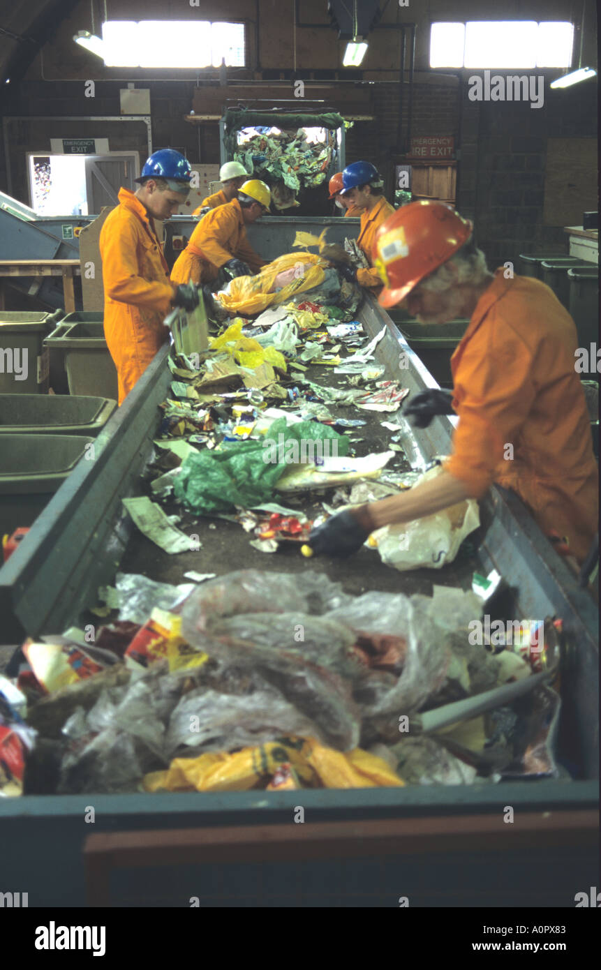 Sorting for recycling Exeter City Council Devon Stock Photo Alamy