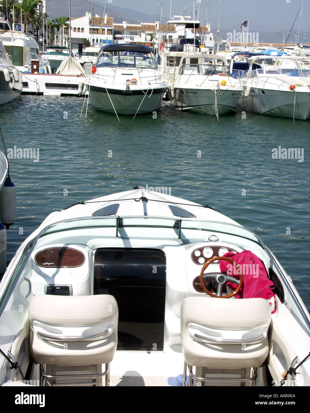 Pleasure Boats Puerto Banus Costa del Sol Spain Boat boats yacht yachts moored mooring moorings