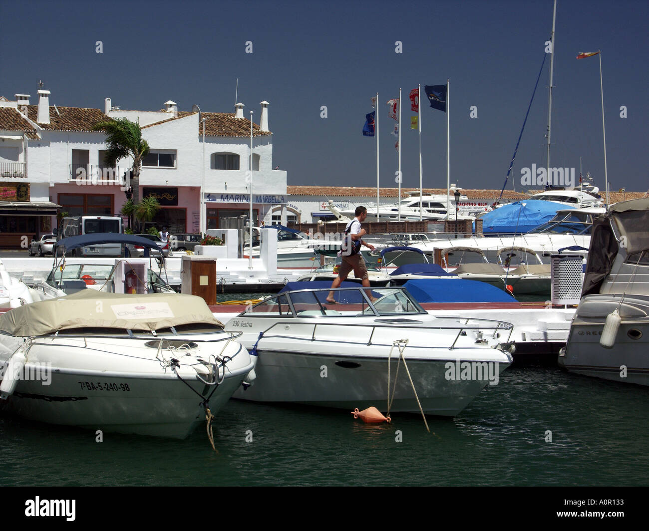 Pleasure Boats Puerto Banus Costa del Sol Spain Boat boats yacht yachts moored mooring moorings