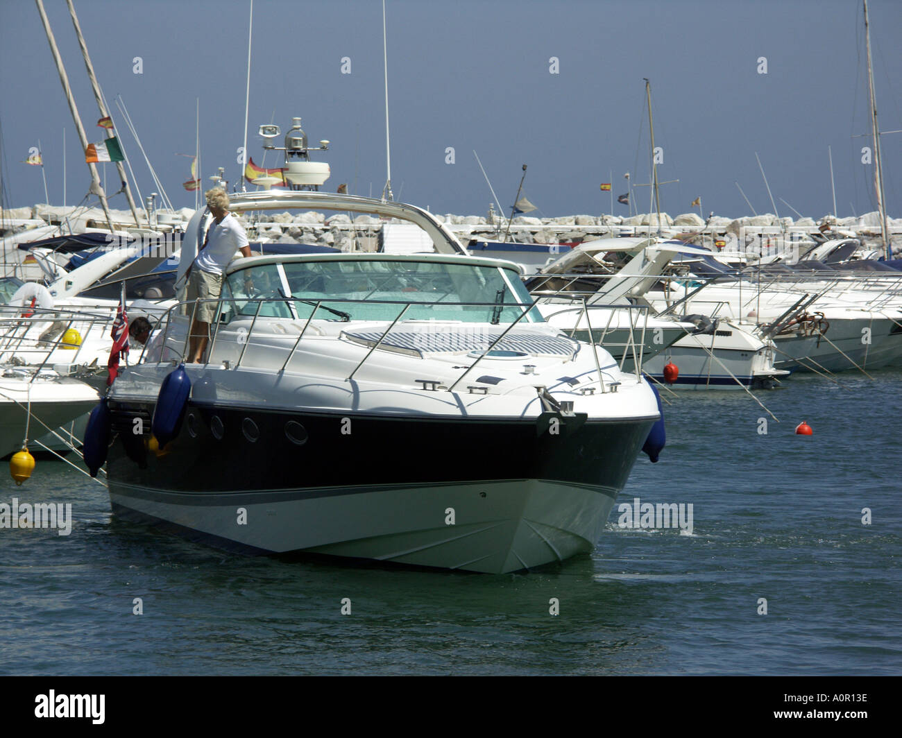 Pleasure Boats Puerto Banus Costa del Sol Spain Boat boats yacht yachts moored mooring moorings