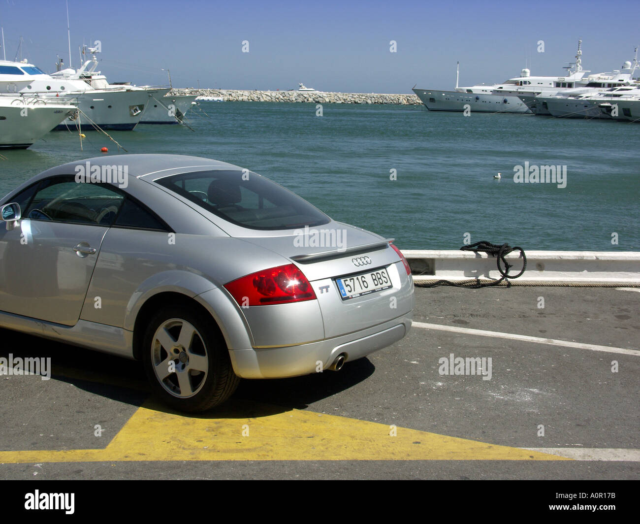 Silver Audi TT, Puerto Banus, Costa del Sol, Spain, Europe, Stock Photo
