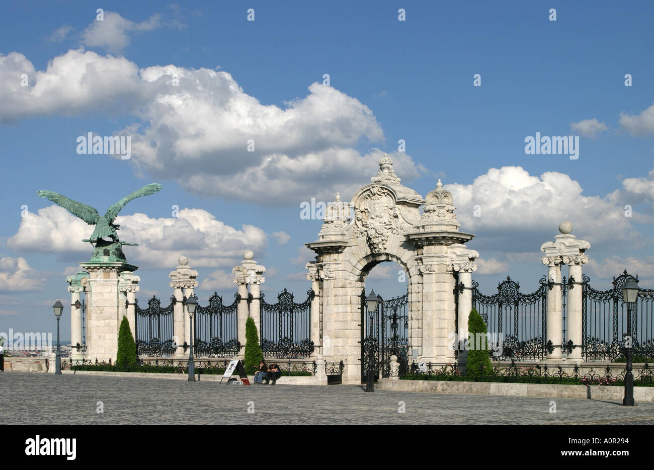 Ornamental gateway from the Habsburg steps to the Royal Palace in Budapest Hungary Stock Photo