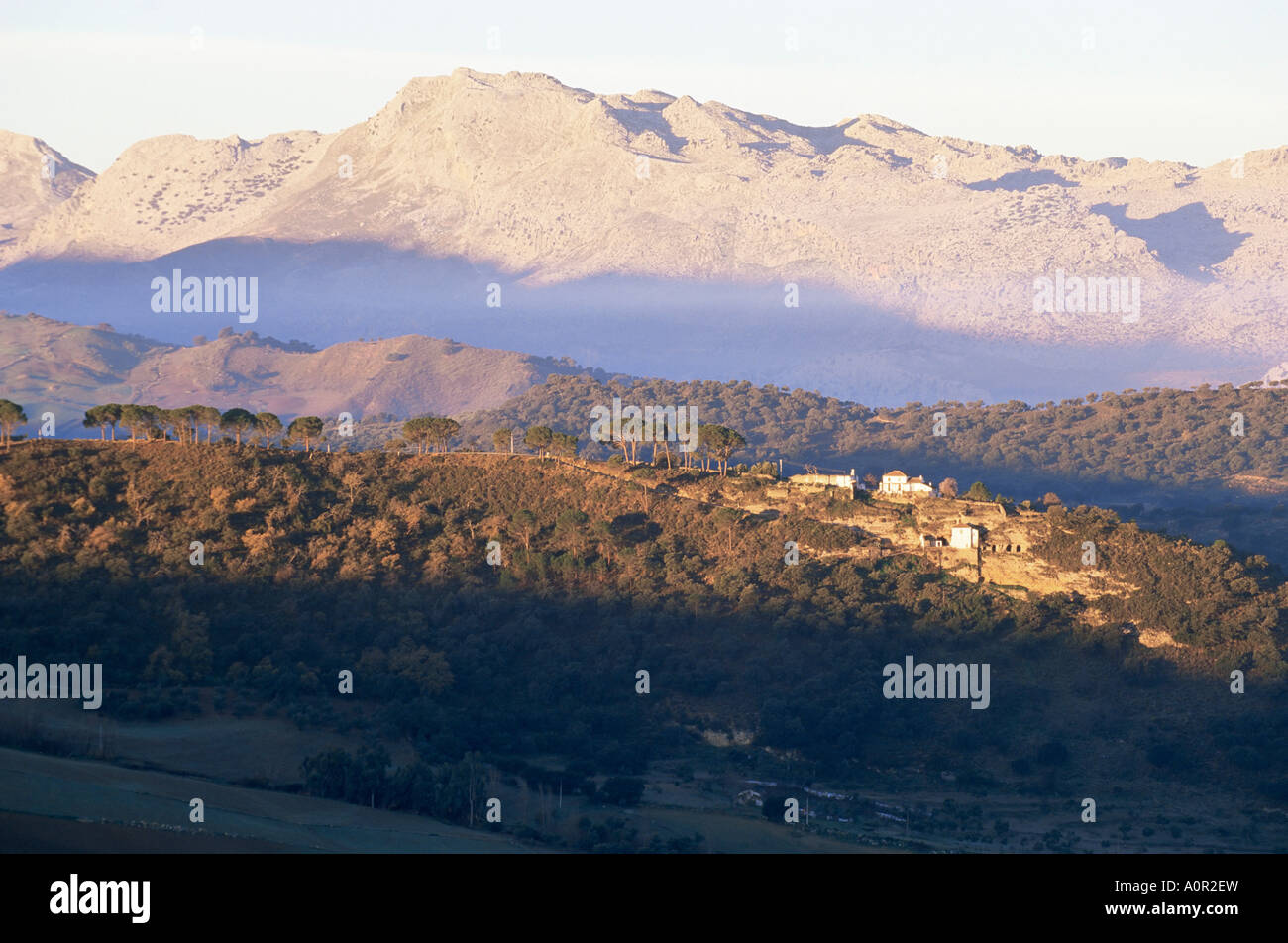 First light on the Serrania de Ronda Ronda Malaga Andalucia Spain Europe Stock Photo