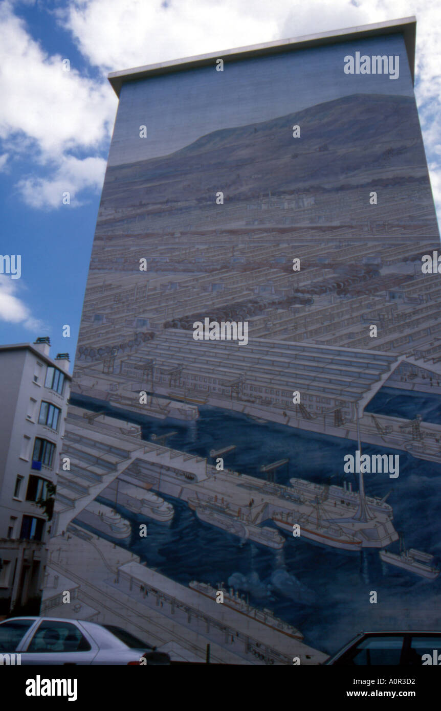 building wall painted lyon city france modern architecture Stock Photo Alamy