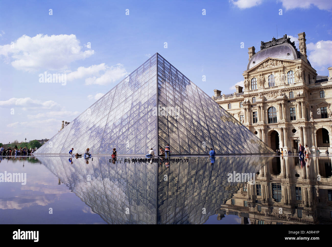 Musee du Louvre and Pyramide Paris France Europe Stock Photo