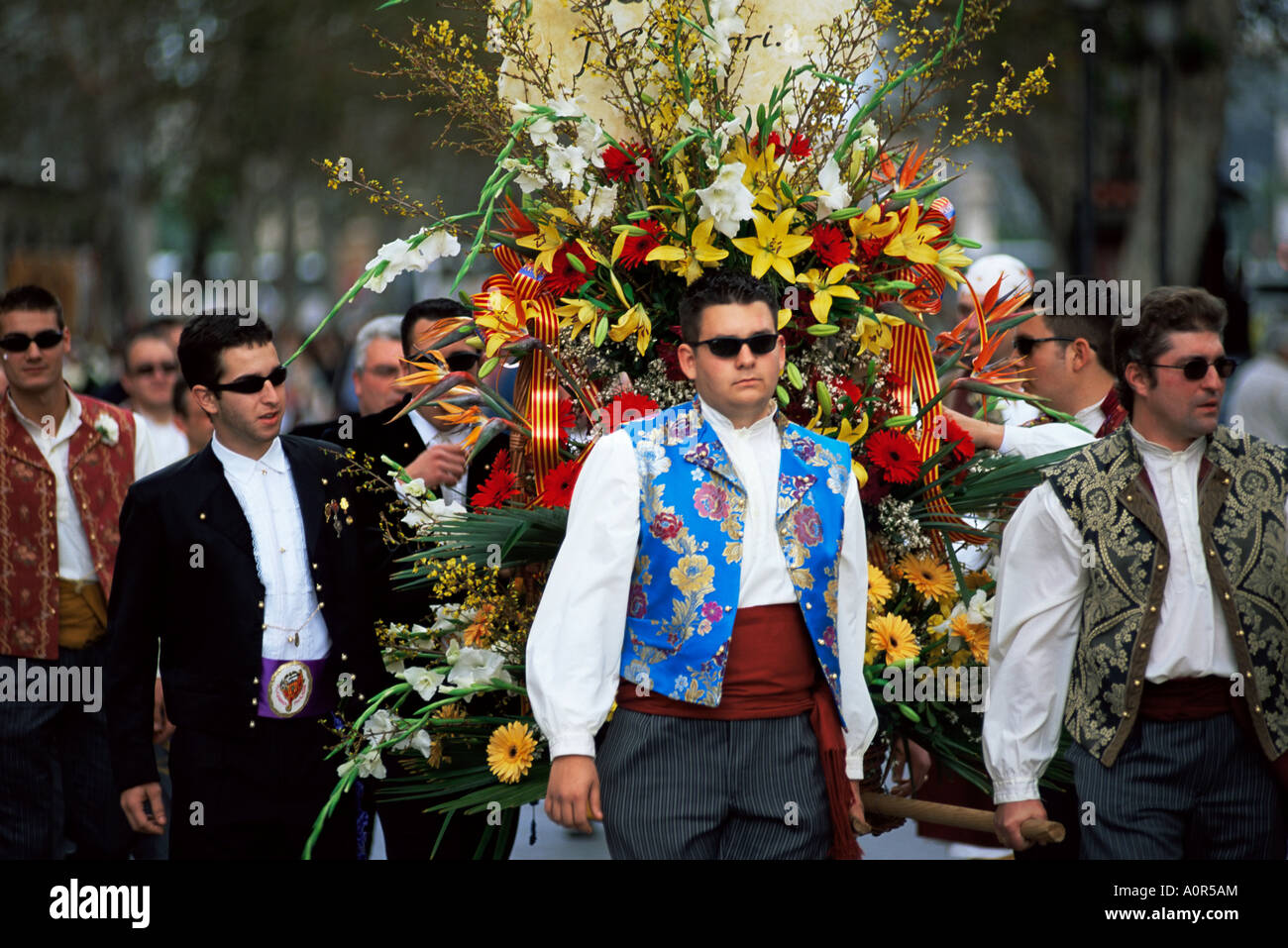 Procession of Falleros during Las Fallas Fiesta Valencia Spain Europe ...
