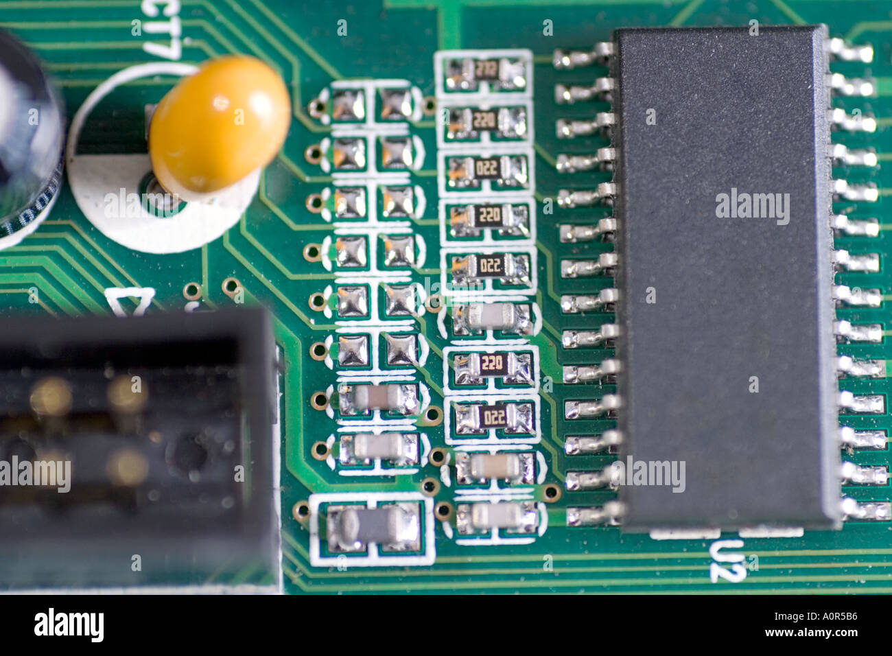 Close-up of components of a computer board Stock Photo - Alamy