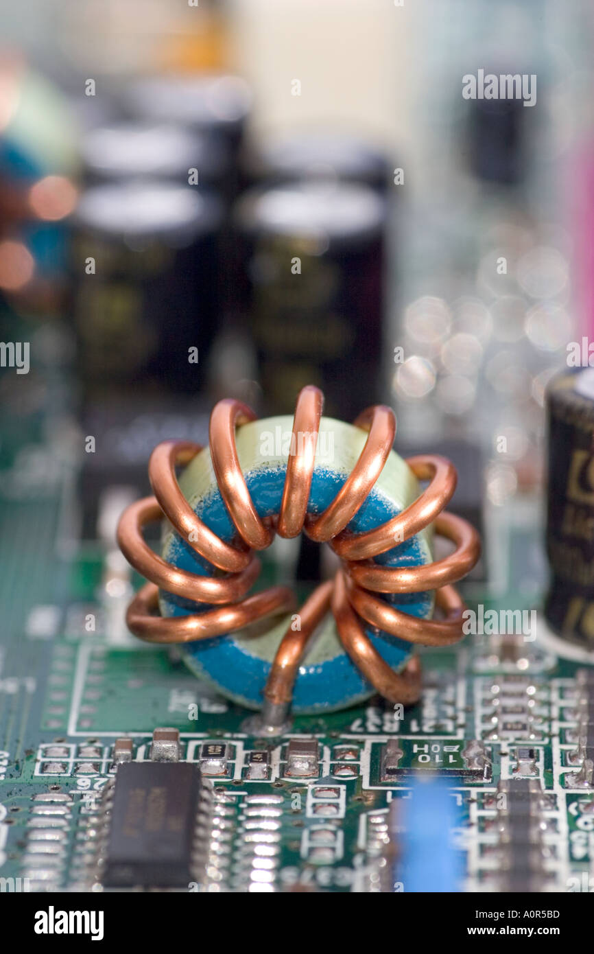 Close-up of components of a computer board Stock Photo - Alamy