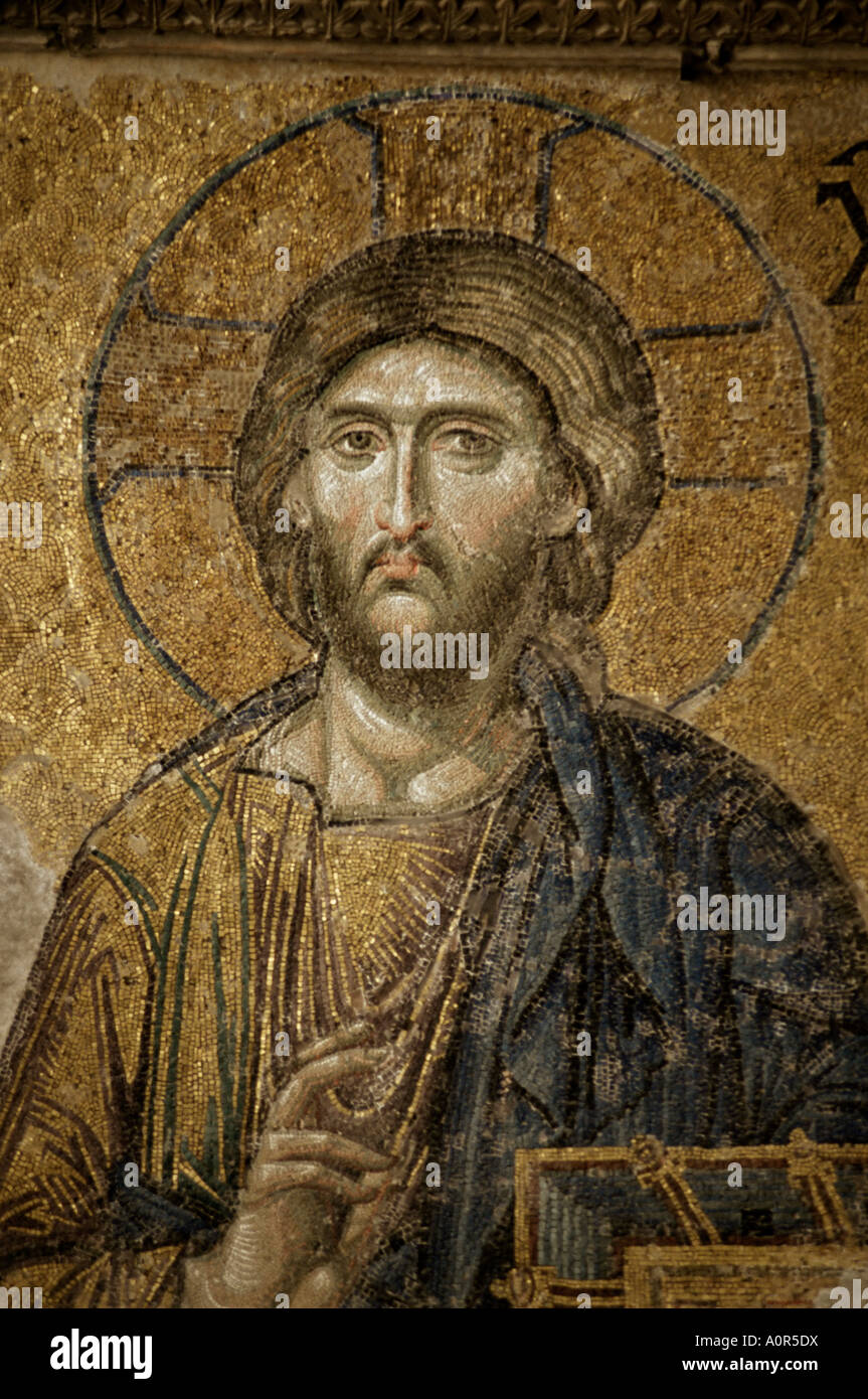 Mosaic of Christ Santa Sofia Istanbul Turkey Europe Eurasia Stock Photo