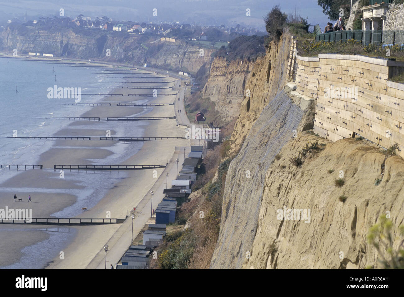 Anchored cliff wall coast stabilisation Sandown Isle of Wight England