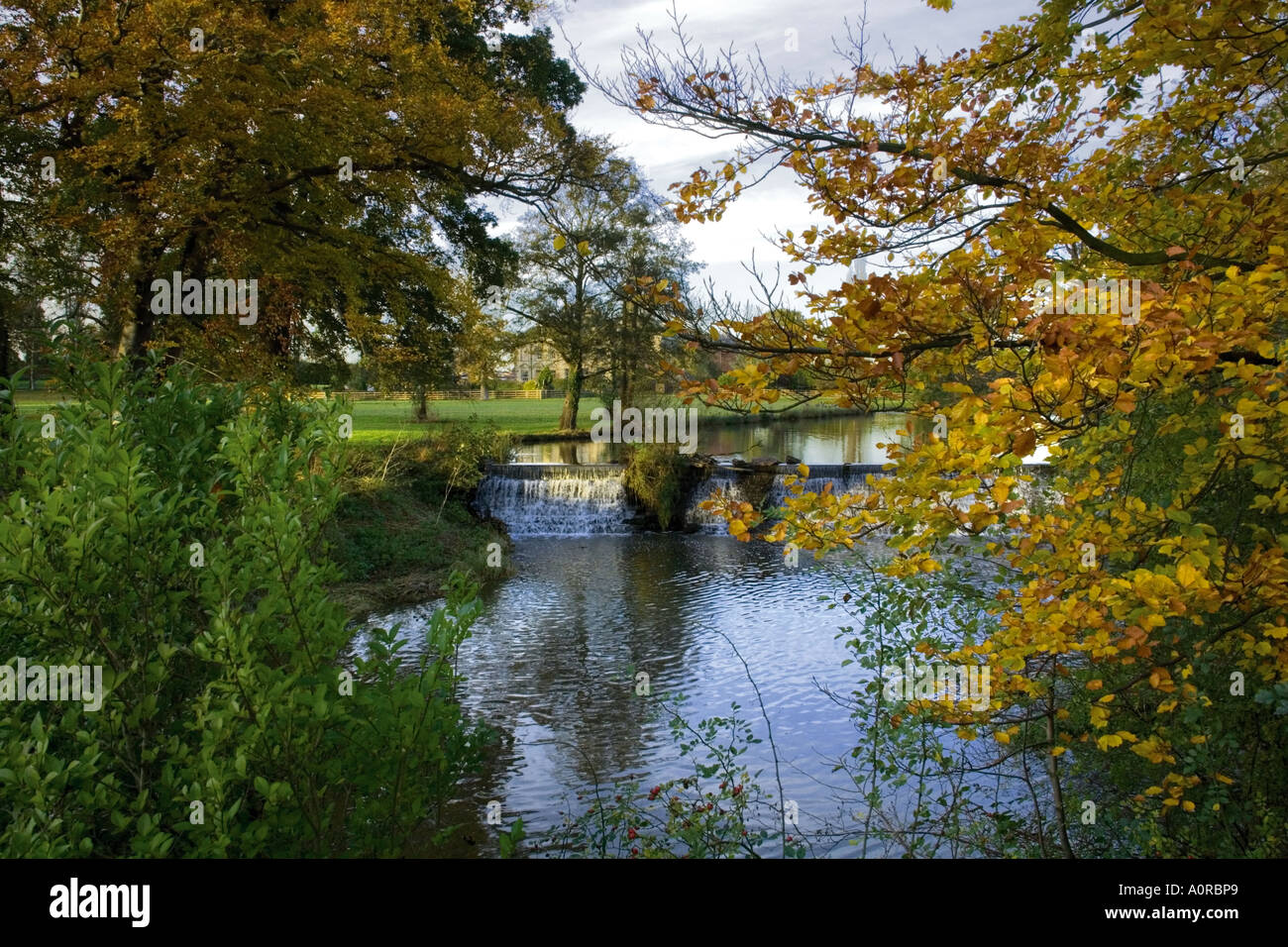 river alane grounds of wootten hall wootten wawen near stratford upon avon warwickshire the midlands england Stock Photo