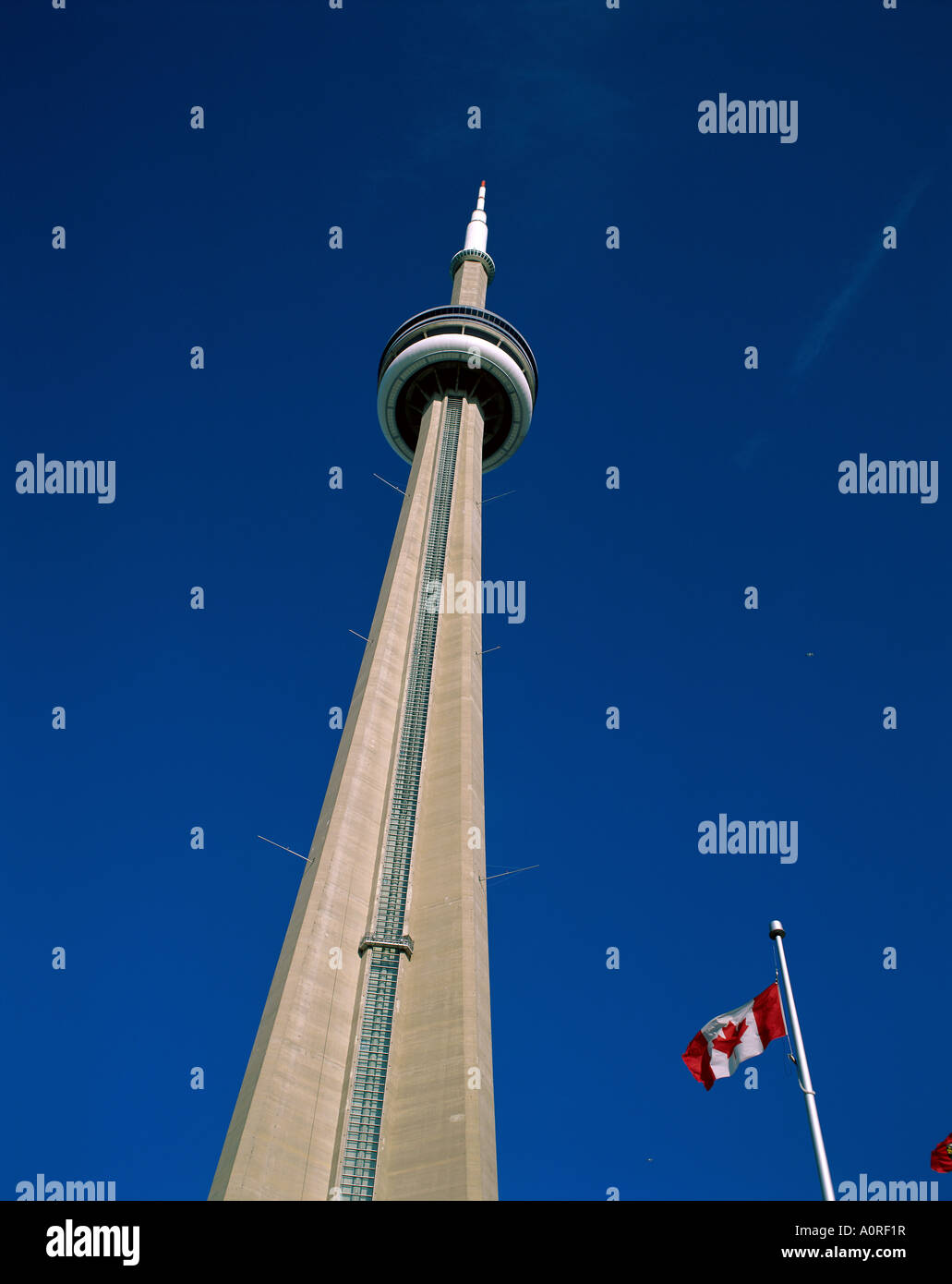 CN Tower flag of CANADA Stock Photo