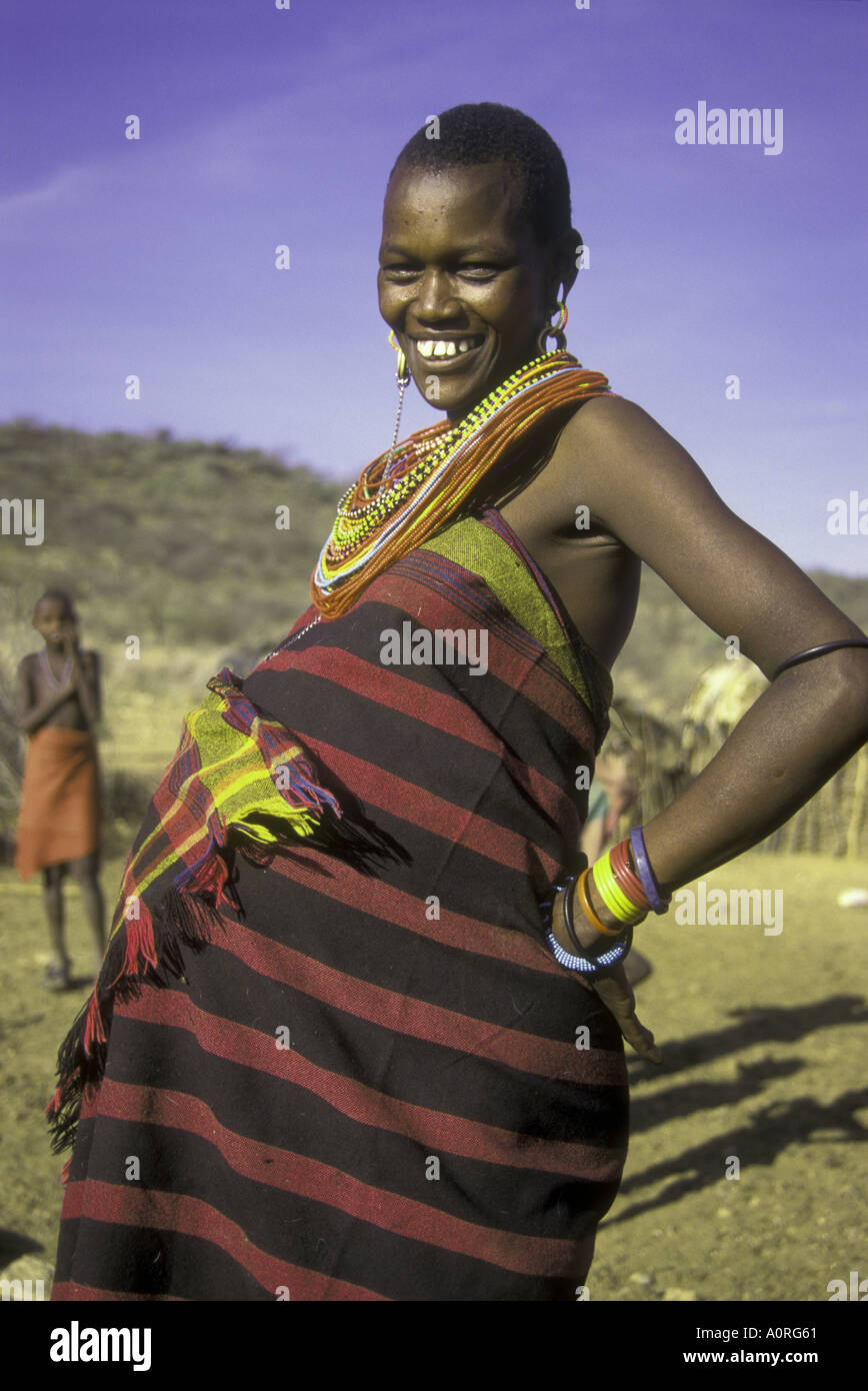 Pregnant Samburu woman Kenya East Africa Stock Photo