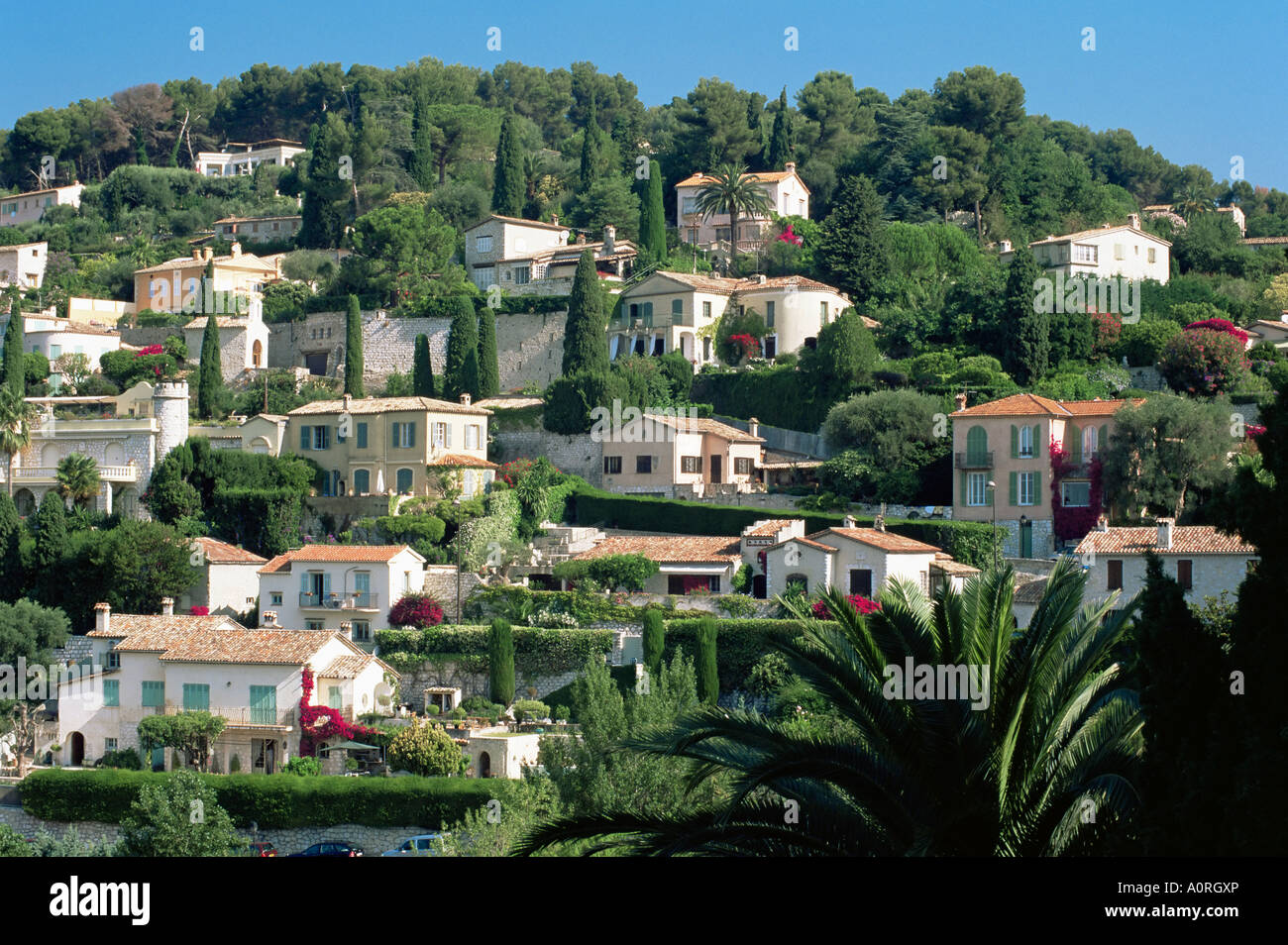 Prestigious hillside residences St Paul de Vence Alpes Maritimes Provence France Europe Stock Photo