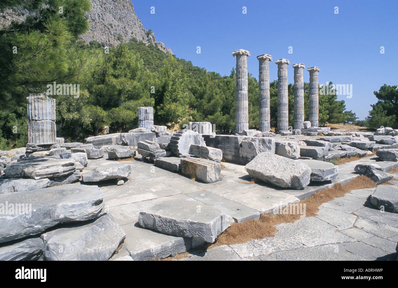 Temple of Athena Priene Anatolia Turkey Asia Minor Asia Stock Photo