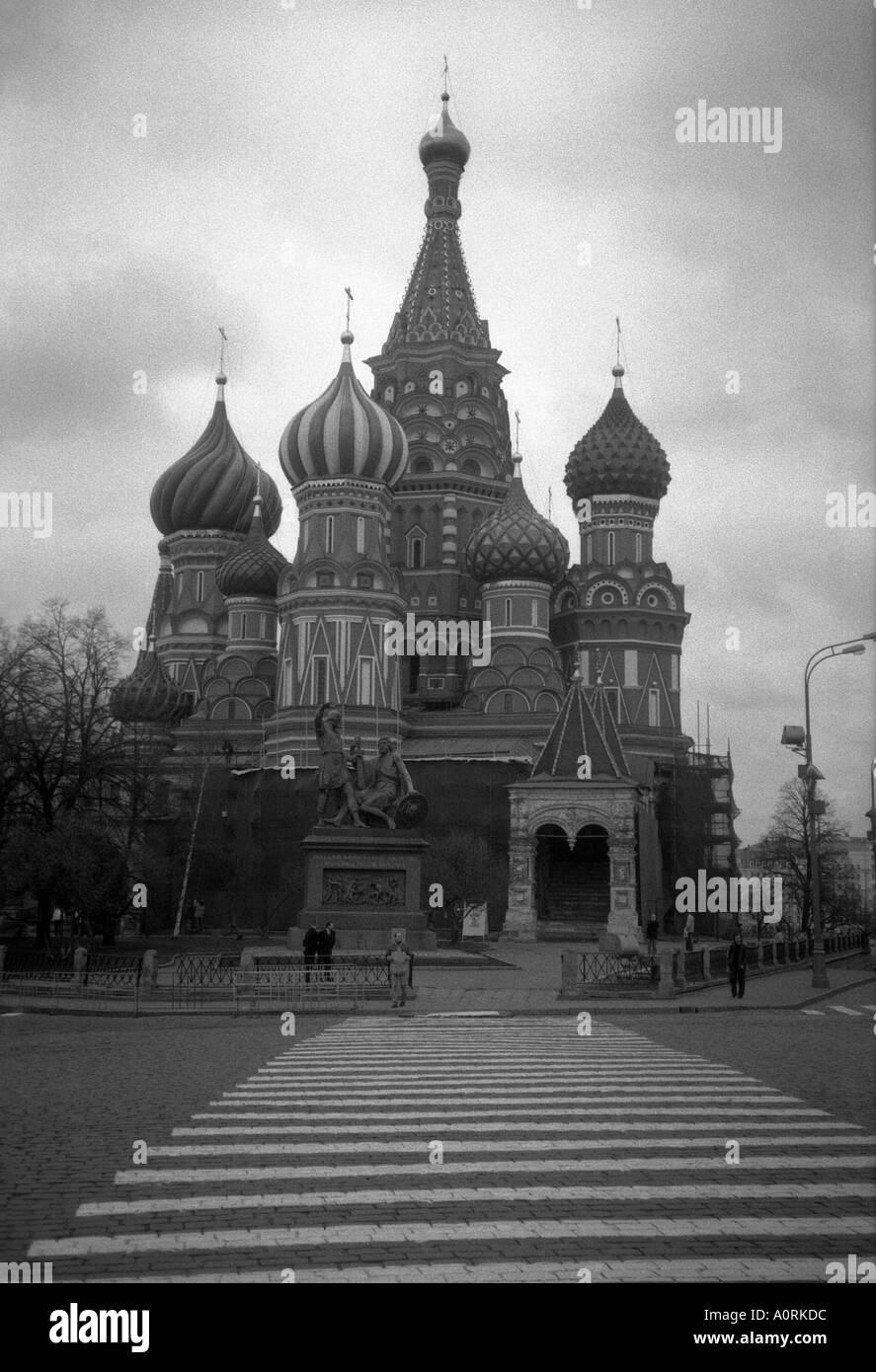 Pozharsky & Minin monument Cathedral of Saint Basil the Blessed Red Square Moscow Russia Russian Federation Eurasia Stock Photo