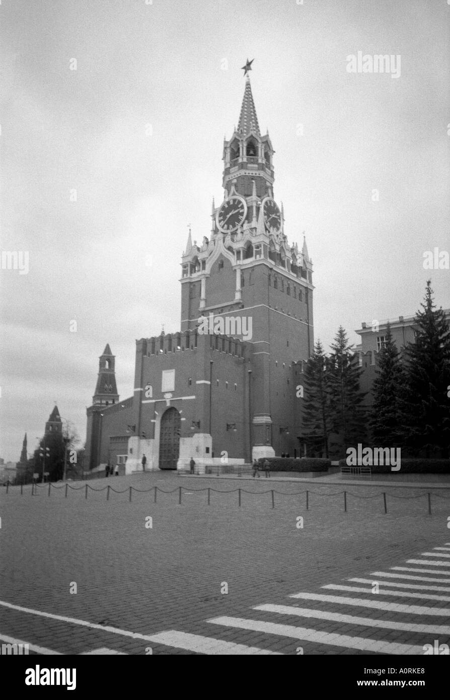 Spasskaya Saviour Tower Red Square Moscow Kremlin UNESCO World Heritage Site Russia Russian Federation Eurasia Stock Photo