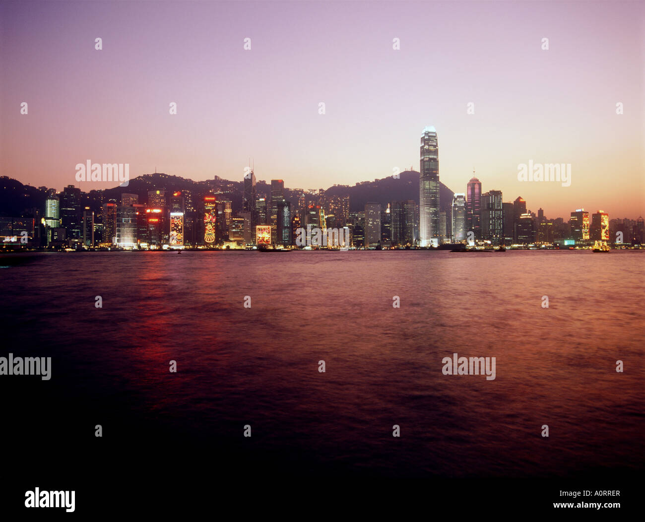 Hong Kong Island from Kowloon night Stock Photo - Alamy
