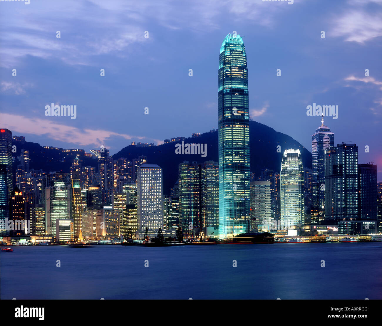 Hong Kong Island from Kowloon night Stock Photo - Alamy