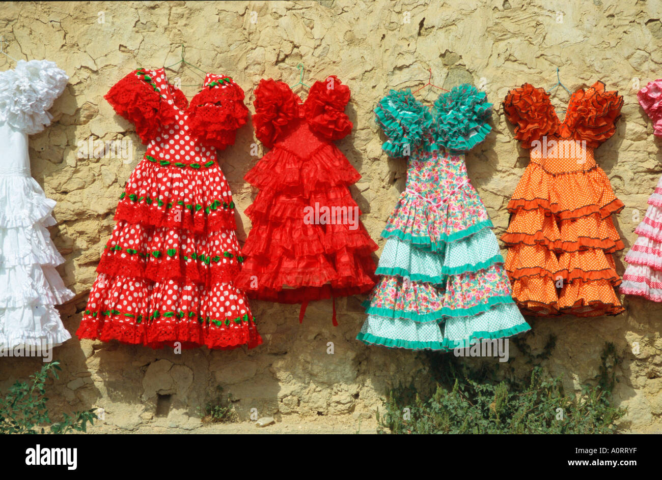 Flamenco clothes / La Nucia / Flamenco-Kleider Stock Photo