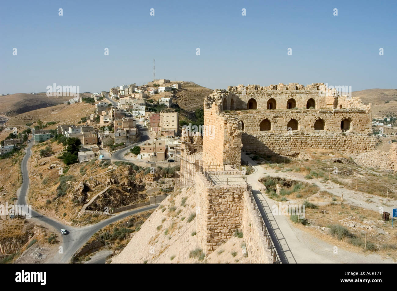 Karak Crusader castle ruins and town Karak Jordan Middle East Stock Photo -  Alamy