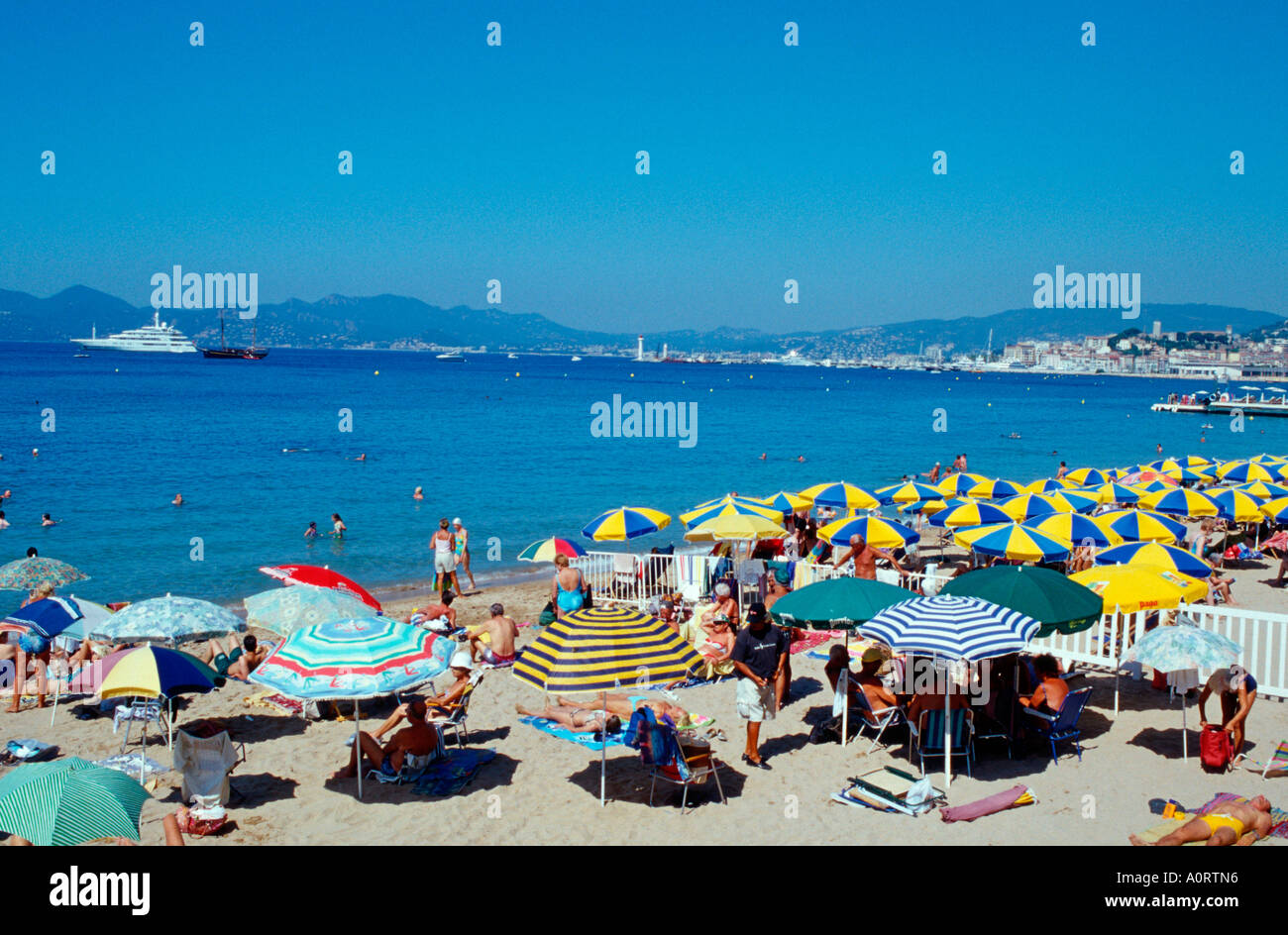 Vacationists at beach / Cannes / Urlauber am Strand Stock Photo