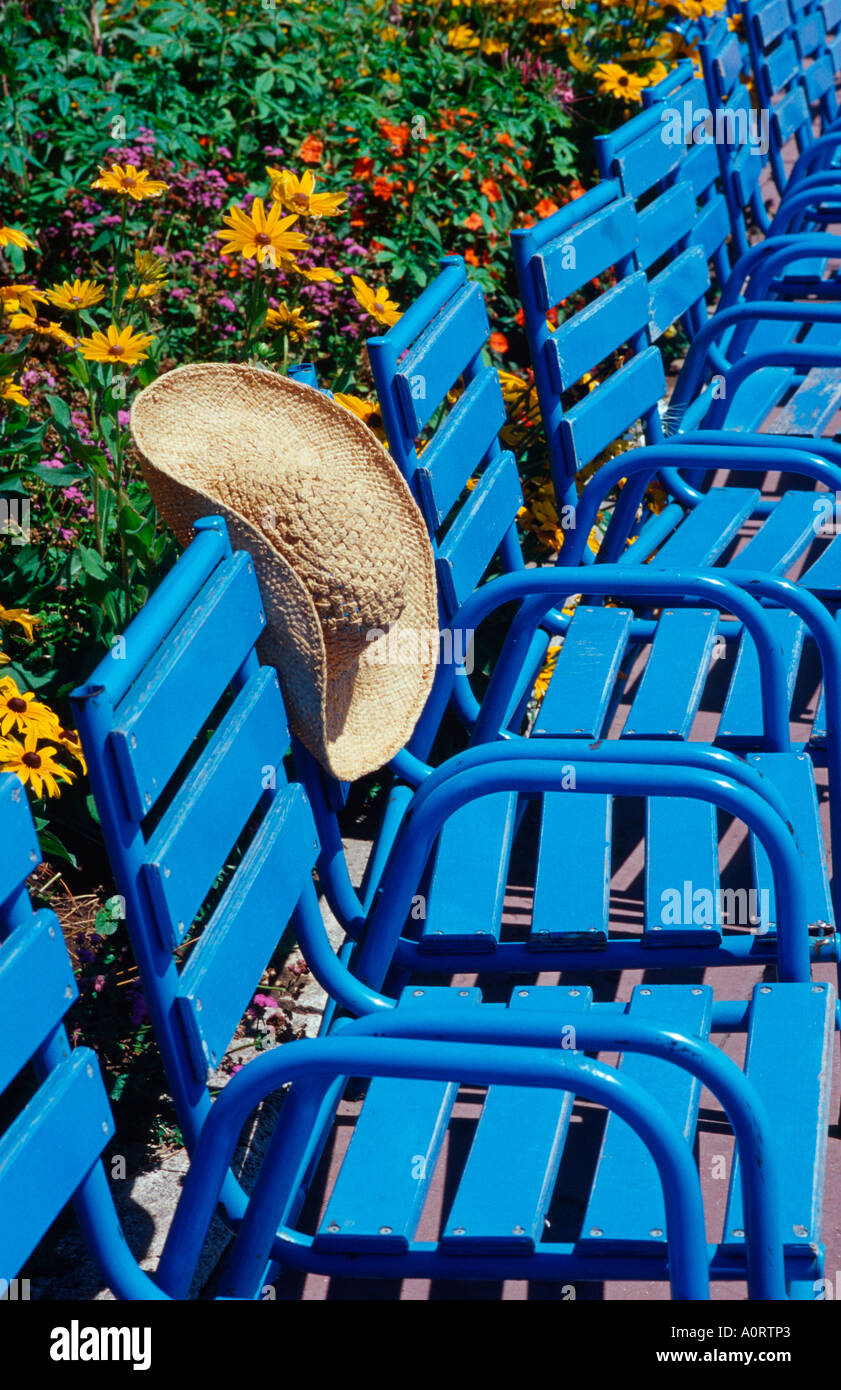 Blue chairs / Cannes / Blaue Stuehle Stock Photo