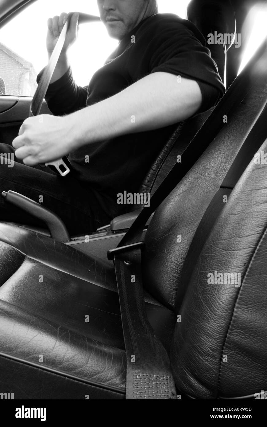 man putting seat belt on road safety car crash prevention interior male