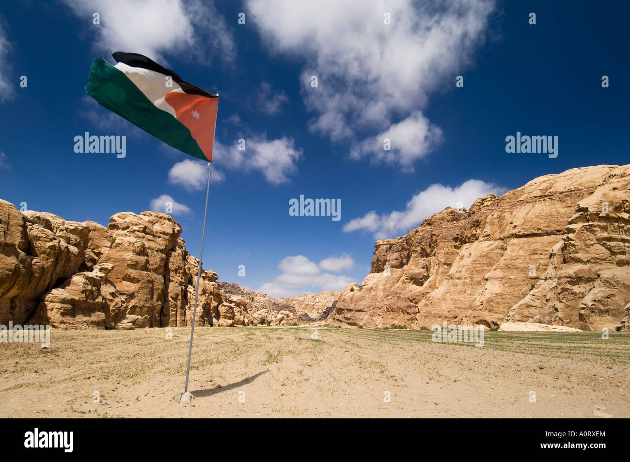 Jordanian flag Jordan Middle East Stock Photo