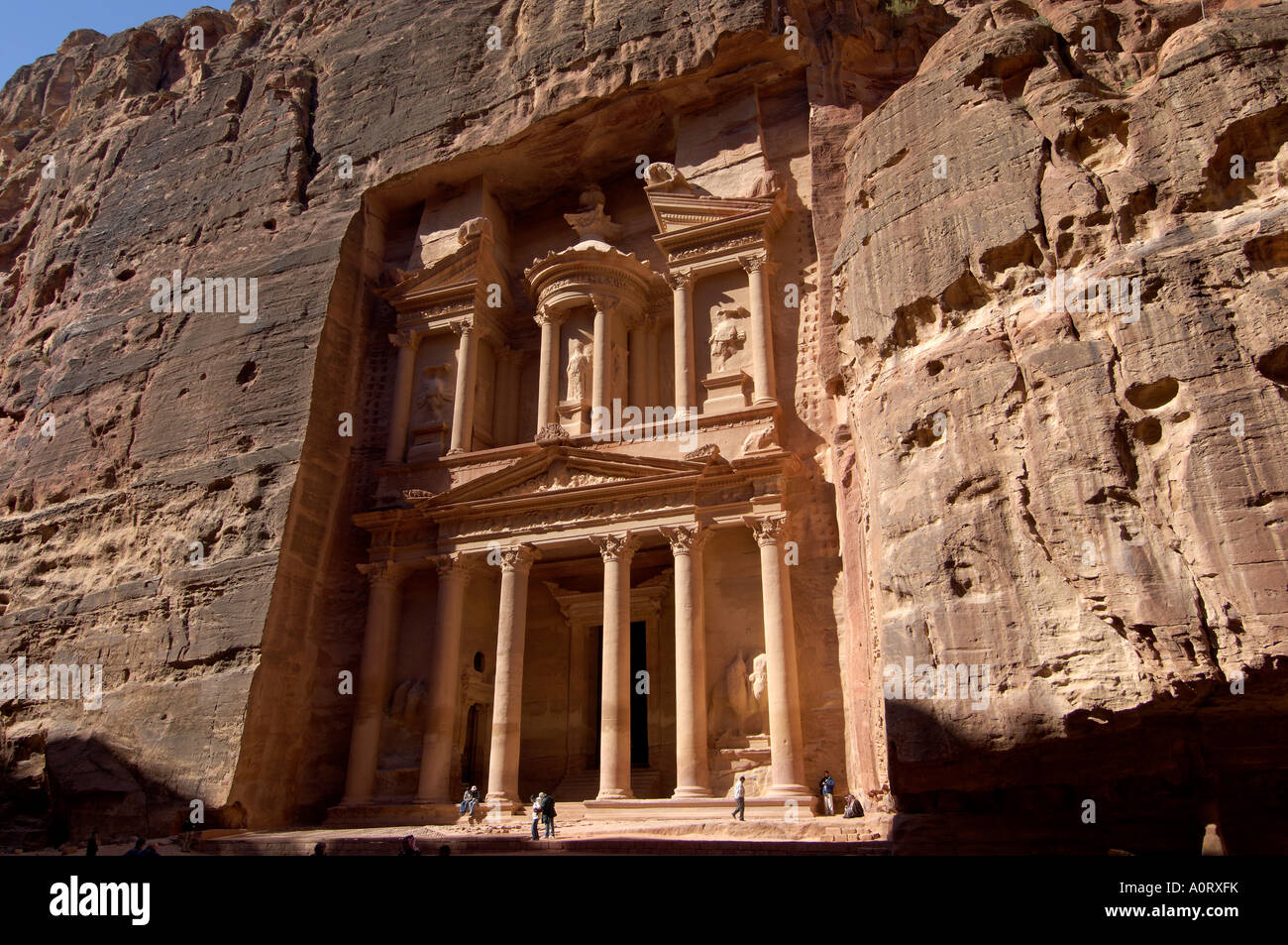 The Treasury building Al Khazneh Petra UNESCO World Heritage Site Jordan Middle East Stock Photo