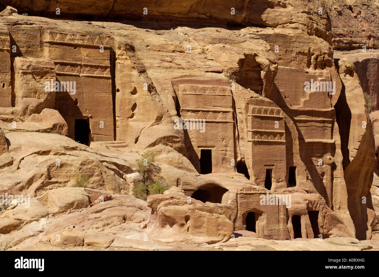 Nabatean tombs Petra UNESCO World Heritage Site Jordan Middle East Stock Photo
