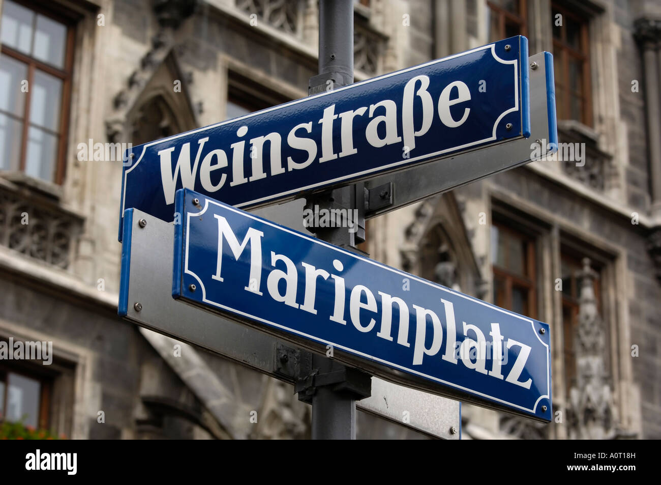 Street signs for Marienplatz and Weinstrasse Munich Munchen Bavaria Bayern  Germany Europe Stock Photo - Alamy