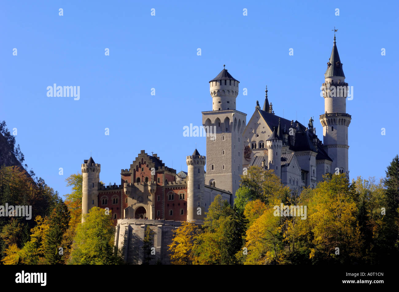 Schloss Neuschwanstein fairytale castle built by King Ludwig II near Fussen Bavaria Bayern Germany Europe Stock Photo