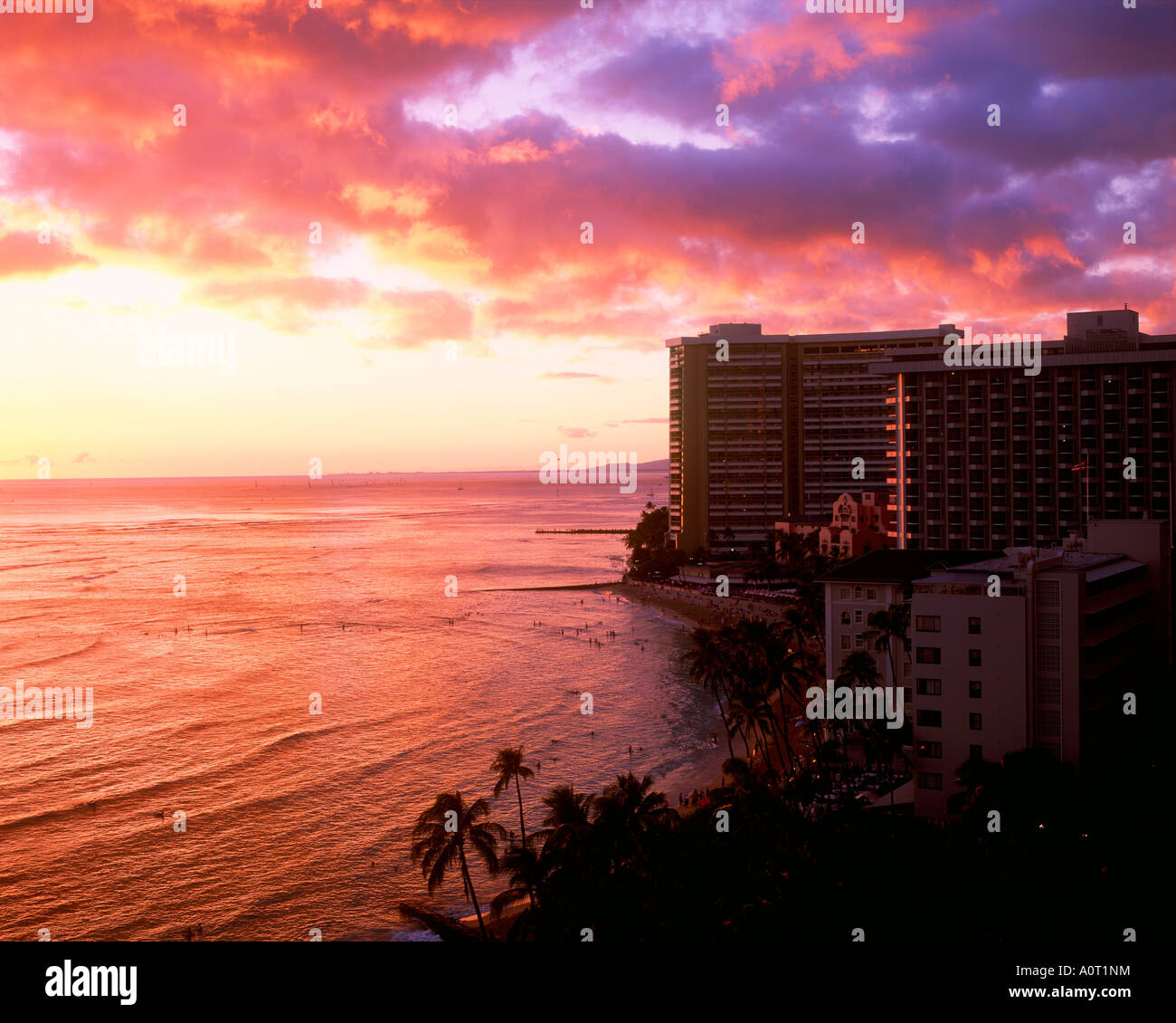 Waikiki sunset Stock Photo