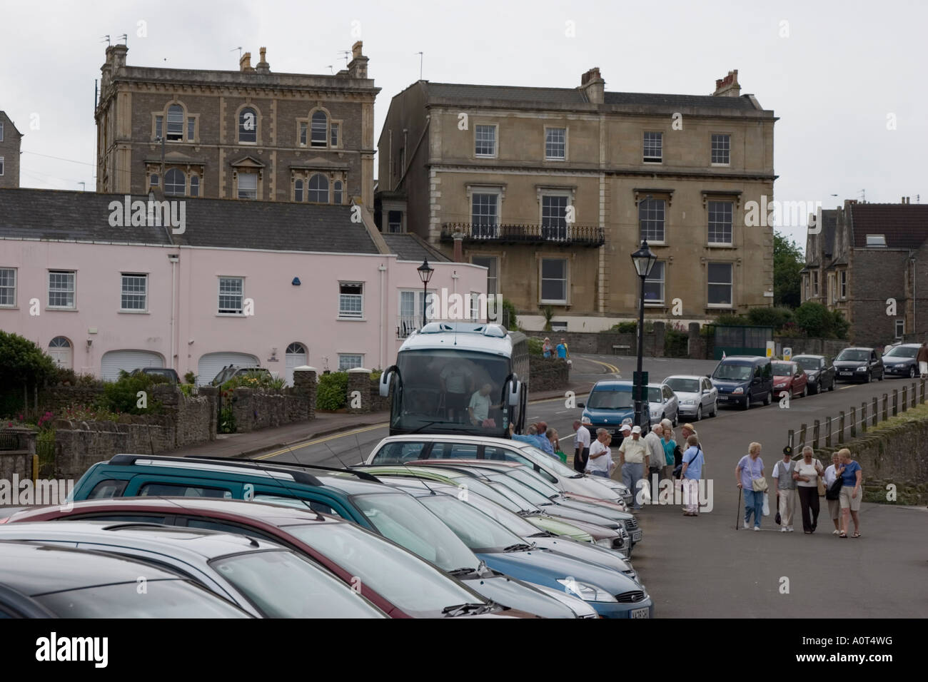 Visitor car parked along the seafront in Clevedon Somerset Stock Photo