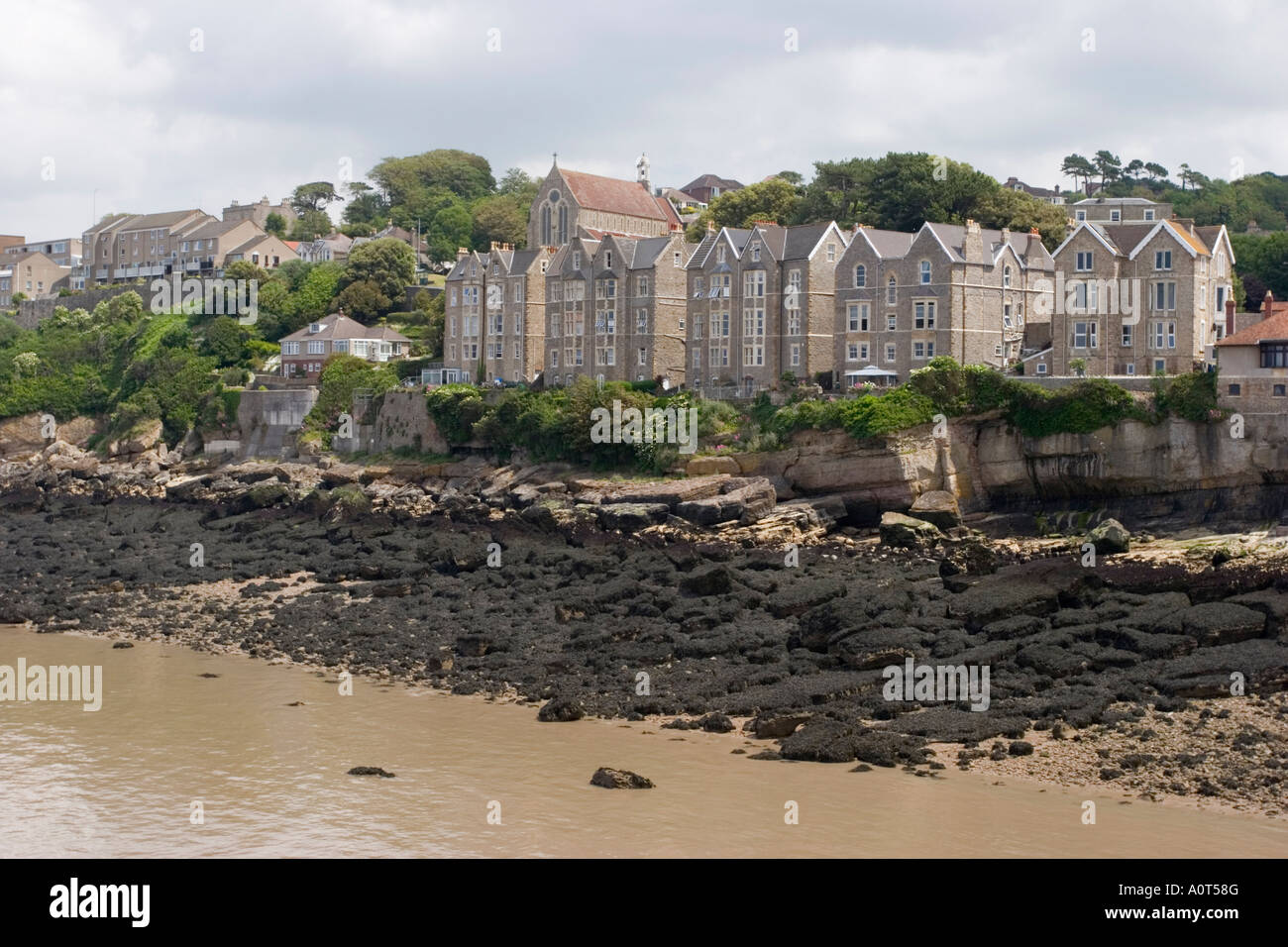 Buildings on the sea front in Clevedon Somerset Stock Photo
