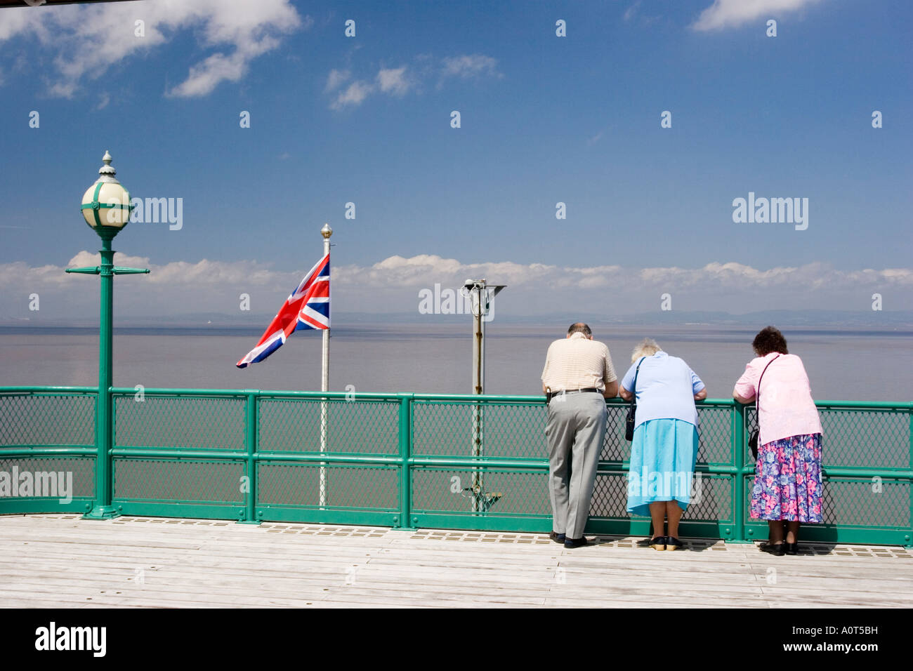 Visitors to Clevedon pier a grade 1 listed structure in Clevedon Somerset Stock Photo