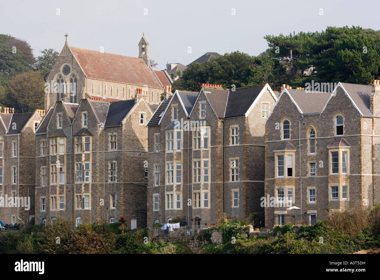 Church and houses in Clevedon Somerset Stock Photo Alamy
