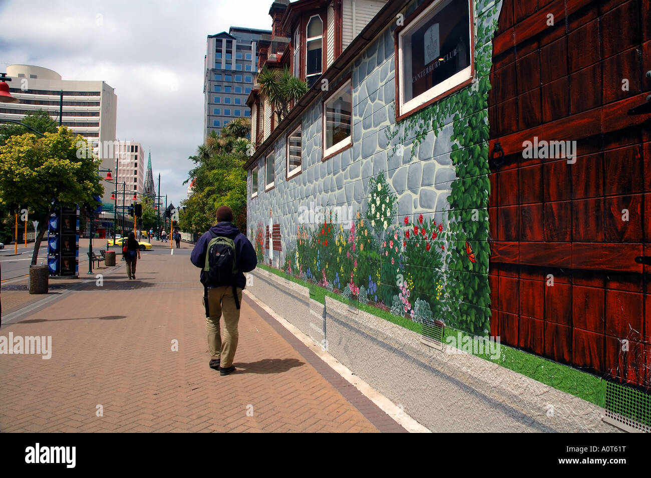 Mural on the street in central Christchurch south island New Zealand No